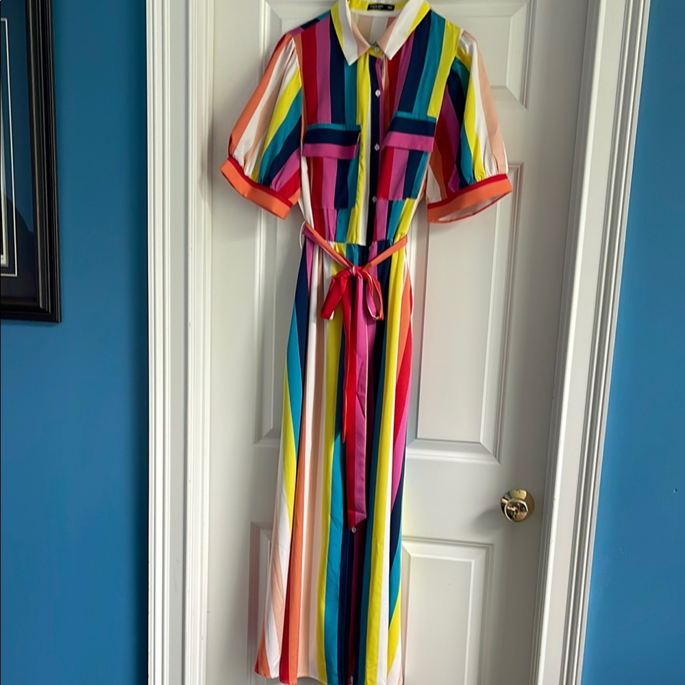 SHEIN Multicolor Striped Maxi Dress